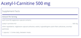 Acetyl-l-Carnitine 500 mg 60 C